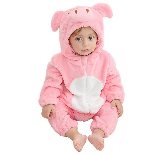 MICHLEY Halloween Winter Baby Rompers Hooded Flannel Cosplay Toddler Infant Clothes Bodysuits Jumpsuit Costume For Girl Boy