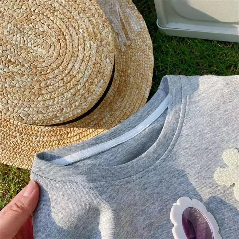 Summer Children's 2 Sets Of T-Shirt Short-Sleeved Girls Casual Short-Sleeved Toddler T-Shirt Shorts Cotton Children's Clothing