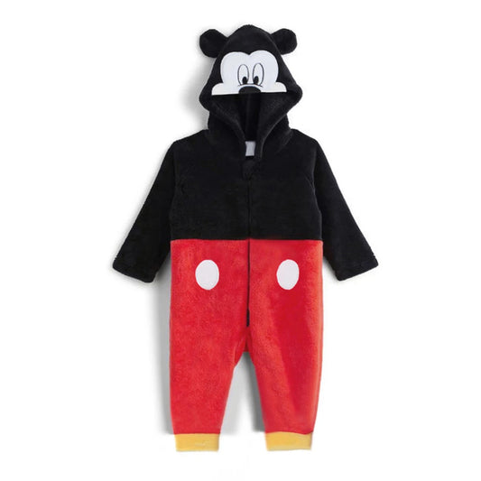 Mickey Baby Rompers Spring Autumn Newborn Baby Clothes Fleece Warm Hooded Baby Jumpsuit Outwear Baby Costume