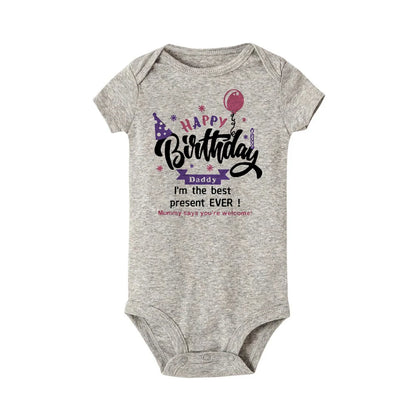 Happy Birthday Daddy Mommy Baby Boys Girls Romper Bodysuit Infant Funny Letter Jumpsuit Outfit Toddler Party Clothes 0-24 Months