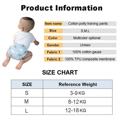 Baby Reusable Diapers Panties Potty Training Pants For Children Ecological Cloth Diaper Washable Toilet Toddler Kid Cotton Nappy