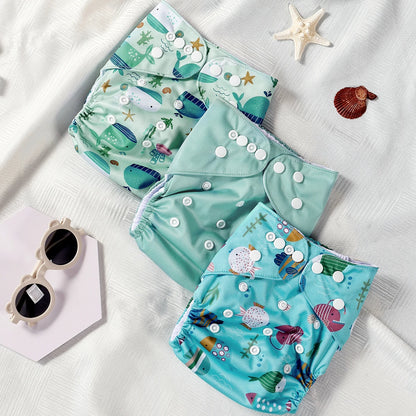 3 PCS Adjustable Size Washable Diapers Soft Skin-Friendly Breathable for Babies 3-15kg