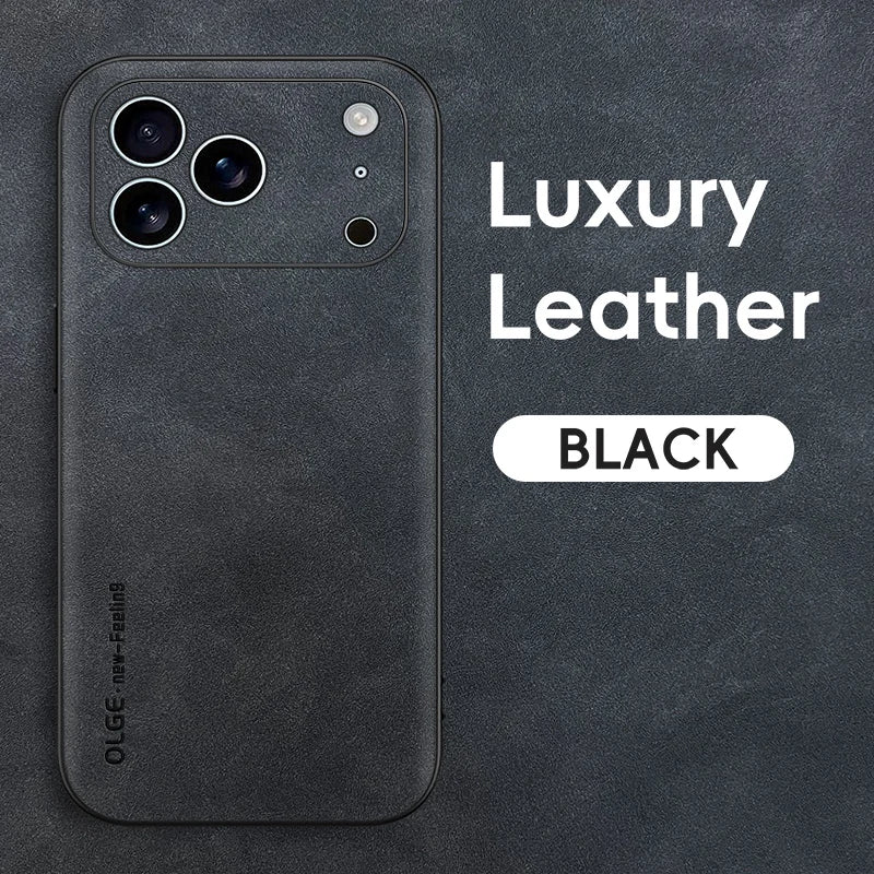 Luxury Leather Phone Case For iPhone 16 15 14 13 12 17 Pro Max 16 Plus 17 Air Cases Sheepskin Vintage Shockproof Soft Back Cover