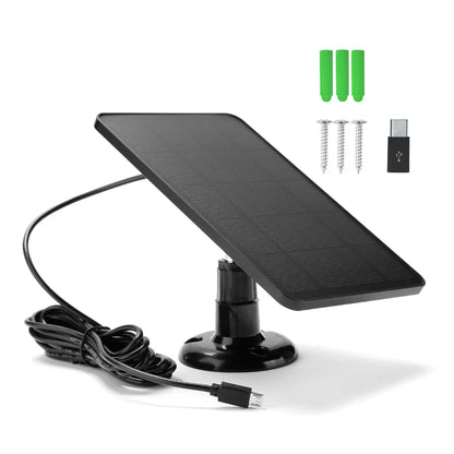 10W 5V Solar Panel Micro USB & USB-C Port Solar Charging Panel 9.8 Ft Charging Cable for Security Camera for Eufycam 3C/2C/2 Pro