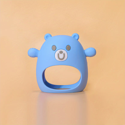 Soft Silicone TYRY.HU Bear Mitten Youngsters Teether - 6M+ Anti-Drop Chew Toy, Safe & Soothing Teething Relief - Cute Cartoon Design in Pink, Green, Blue, Yellow, Perfect Gift for Thanksgiving & Christmas