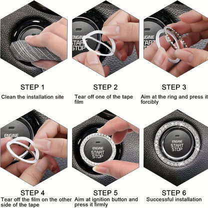 Rhinestone Decoration One-Button Start Ignition Ring - Car Accessory - Thanksgiving Christmas New Year Gift