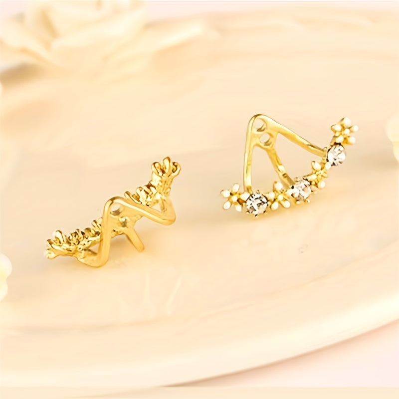 Delicate Flower Shaped Crystal Dangle Earrings - Exquisitely Crafted with Sparkling Zircon Crystals and Intricate Design - Perfect Gift Idea for Valentines Day, Christmas, and Beautiful Accessories for Girls and Women