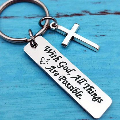 Bible Verse Cross Keychain Christian Metal Key Ring Purse Bag Backpack Car Key Charm Clothing Accessory Christmas Gift