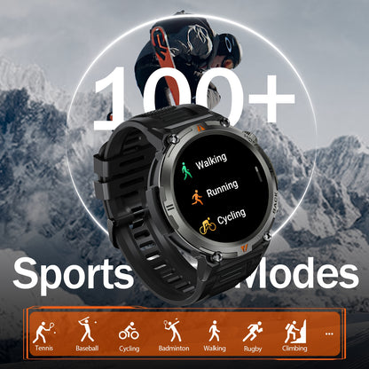 JELLOO Men'S Outdoor Sports Smartwatch with LED Flashlight, Pedometer, Call Answering, Music Control, Battery, 3ATM Waterproof, 360p Display, for iPhone & Android, Christmas Gifts For Boyfriends