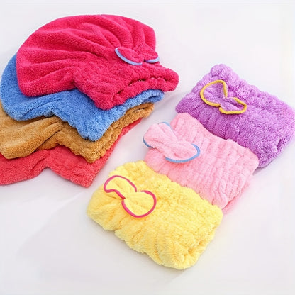 [Fast Drying Towel] Fast Drying 1 Pc Absorbent Coral Velvet Hair Drying Towel | Long Hair Turban Wrap For Women - Princess Shower Cap