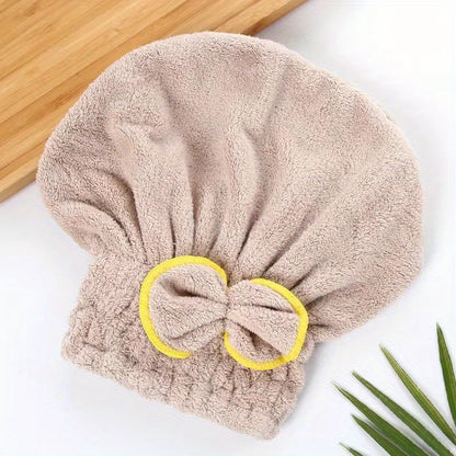 [Fast Drying Towel] Fast Drying 1 Pc Absorbent Coral Velvet Hair Drying Towel | Long Hair Turban Wrap For Women - Princess Shower Cap