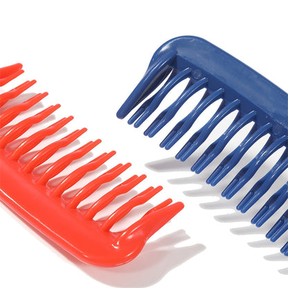1pc Double Row Wide Tooth Detangler Hair Comb Shampoo Comb With Handle For Long Curly Wet Or Dry Hair