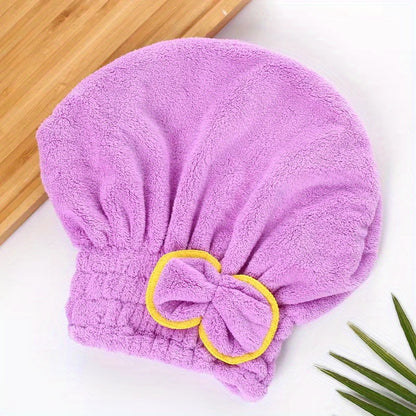 [Fast Drying Towel] Fast Drying 1 Pc Absorbent Coral Velvet Hair Drying Towel | Long Hair Turban Wrap For Women - Princess Shower Cap