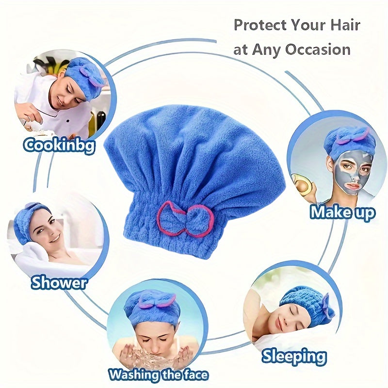 [Fast Drying Towel] Fast Drying 1 Pc Absorbent Coral Velvet Hair Drying Towel | Long Hair Turban Wrap For Women - Princess Shower Cap