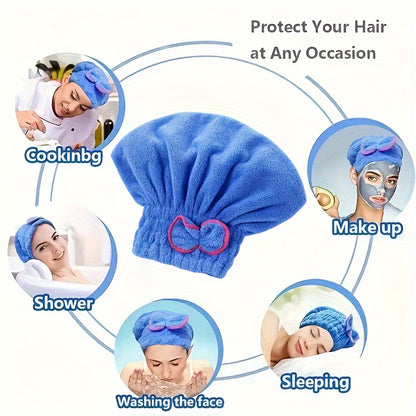 [Fast Drying Towel] Fast Drying 1 Pc Absorbent Coral Velvet Hair Drying Towel | Long Hair Turban Wrap For Women - Princess Shower Cap