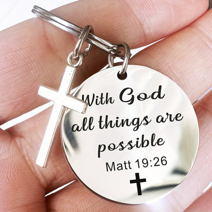 Bible Verse Cross Keychain Christian Metal Key Ring Purse Bag Backpack Car Key Charm Clothing Accessory Christmas Gift