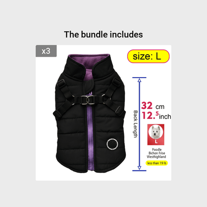 Warm Padded Dog Vest with Harness for Small And Medium Dogs - Red Coat for Extra Comfort And Security Christmas Gift