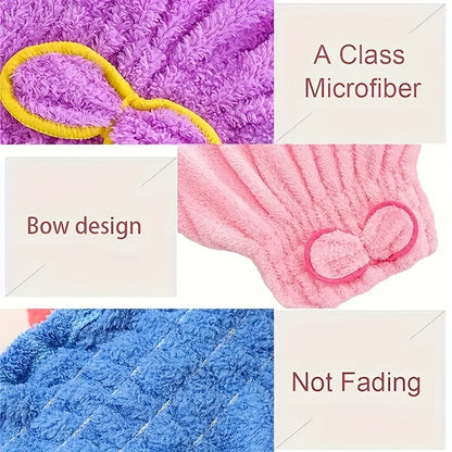 [Fast Drying Towel] Fast Drying 1 Pc Absorbent Coral Velvet Hair Drying Towel | Long Hair Turban Wrap For Women - Princess Shower Cap
