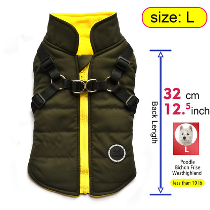 Warm Padded Dog Vest with Harness for Small And Medium Dogs - Red Coat for Extra Comfort And Security Christmas Gift
