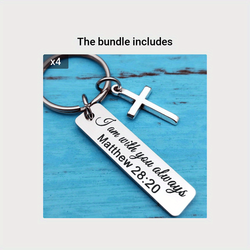 Bible Verse Cross Keychain Christian Metal Key Ring Purse Bag Backpack Car Key Charm Clothing Accessory Christmas Gift
